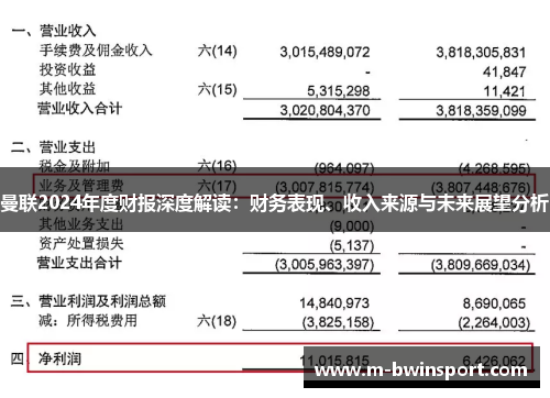 曼联2024年度财报深度解读：财务表现、收入来源与未来展望分析